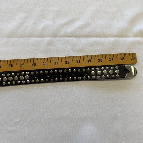 Zara Leather Studded Black Belt Unisex Size 32 - Picture 10 of 12